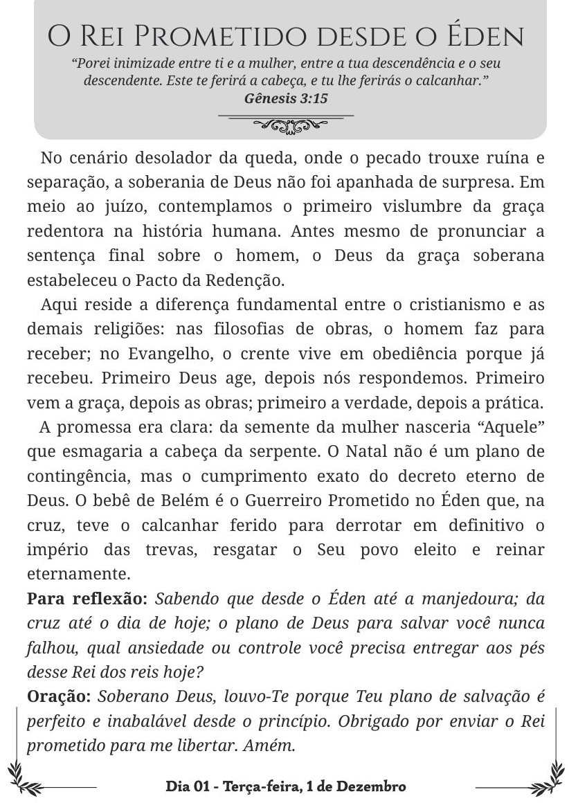 Página interna: Dia 1, O Rei Prometido desde o Éden, Gênesis 3:15