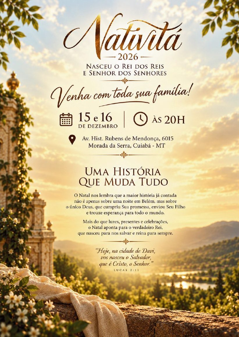 Convite do Nativitá: 15 e 16 de Dezembro às 20h, Av. Hist. Rubens de Mendonça, 6015, Cuiabá